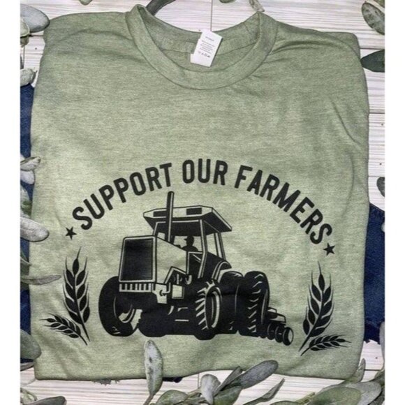 Support our farmers tractor T-Shirt Unisex Size Large - Picture 1 of 1